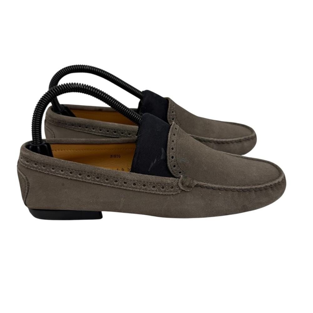 TOD’S Gommino Slip-On Suede Gray Taupe Flats Loafers Women’s Sz 38.5